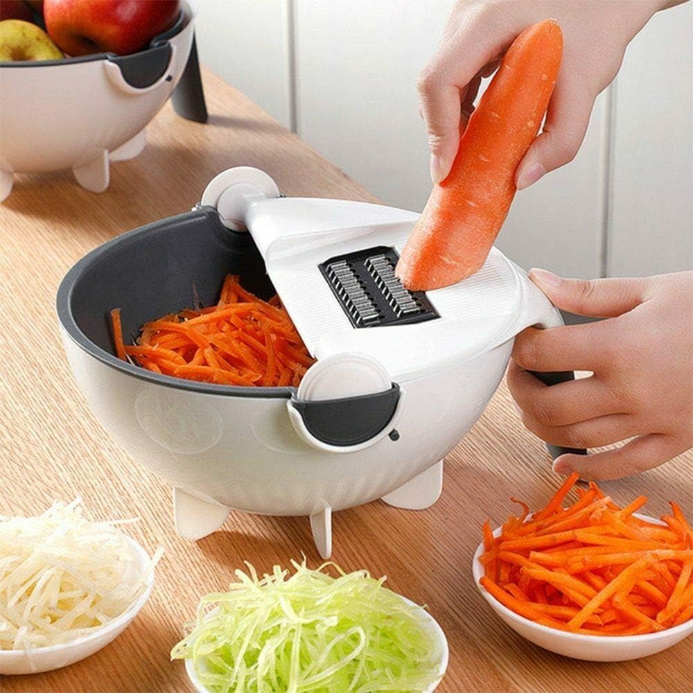 9 in 1 Multifunction Plastic Magic Rotate Vegetable Cutter WITH FREE 2 in 1 Vegetable & Fruit Multi Cutter & Peeler And Ultra Chopper with 3 Blades