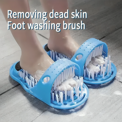 Bathroom Foot Care Tool Easy Feet Massager Clean Slipper with Scrubber Brush